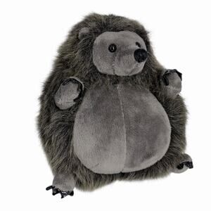 Hedgehog Plush Stuffed Gray Brown Soft Toy Chubby Woodland Realistic Animal